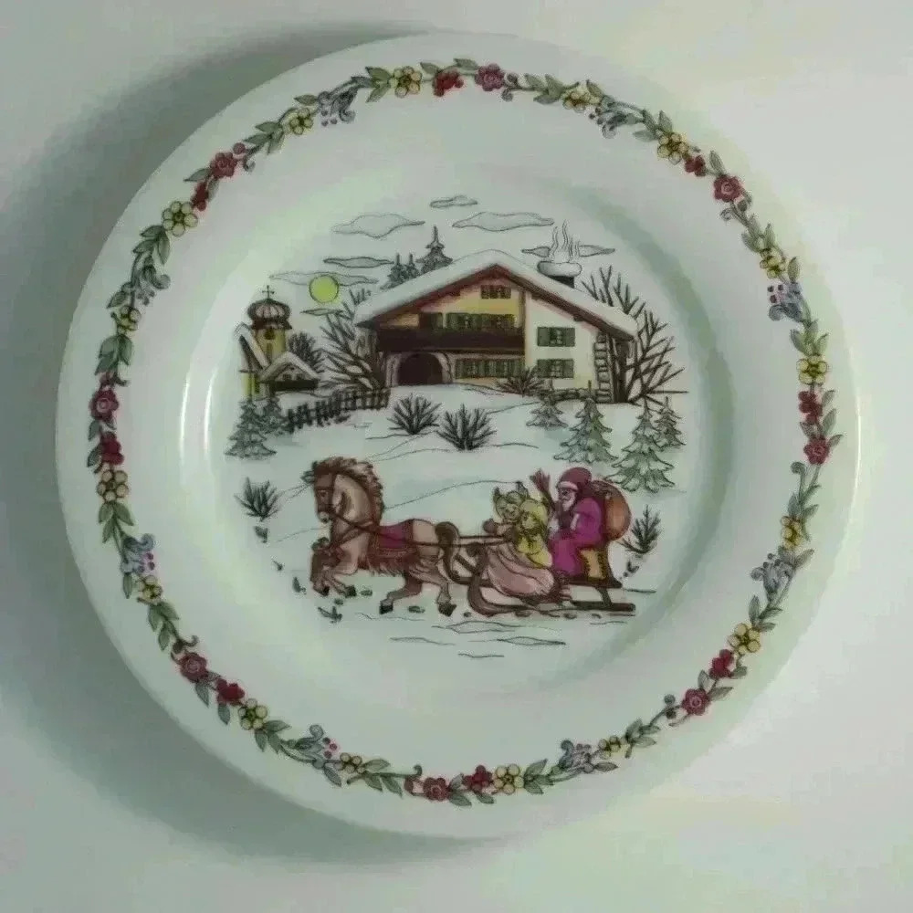 VTG GERMANY SANTA CLAUS WHT HUTSCHENREUTHER COLLECTIBLE HOLIDAY CHRISTMAS PLATE 